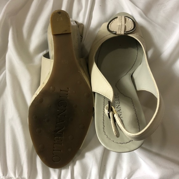 NWT TiGNANELLO Cream Leather Wedge Sandals - Picture 5 of 6
